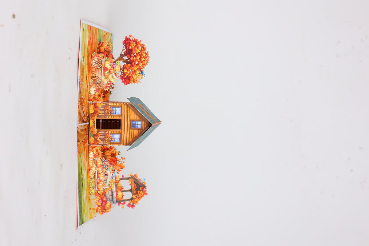 Orange Halloween Haunted House Flip Pop Up Card