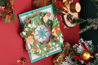 Christmas Gingerbread Floral Wreath 3D Pop Up Card