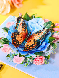 Blue Hydrangea Butterfly Greeting Card