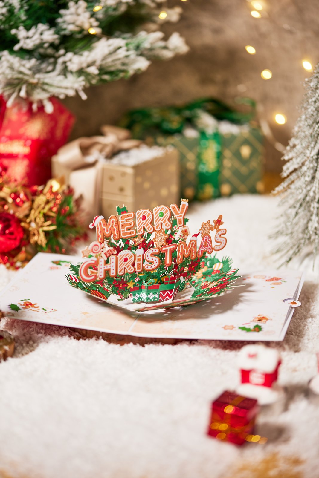 Christmas Happy Floral Wreath Greeting Card