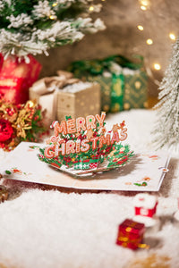 Christmas Happy Floral Wreath Greeting Card