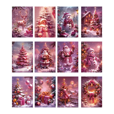 Quality Guaranteed Christmas 2D Flat Greeting Card Set Retro Winter Scenes with Santa