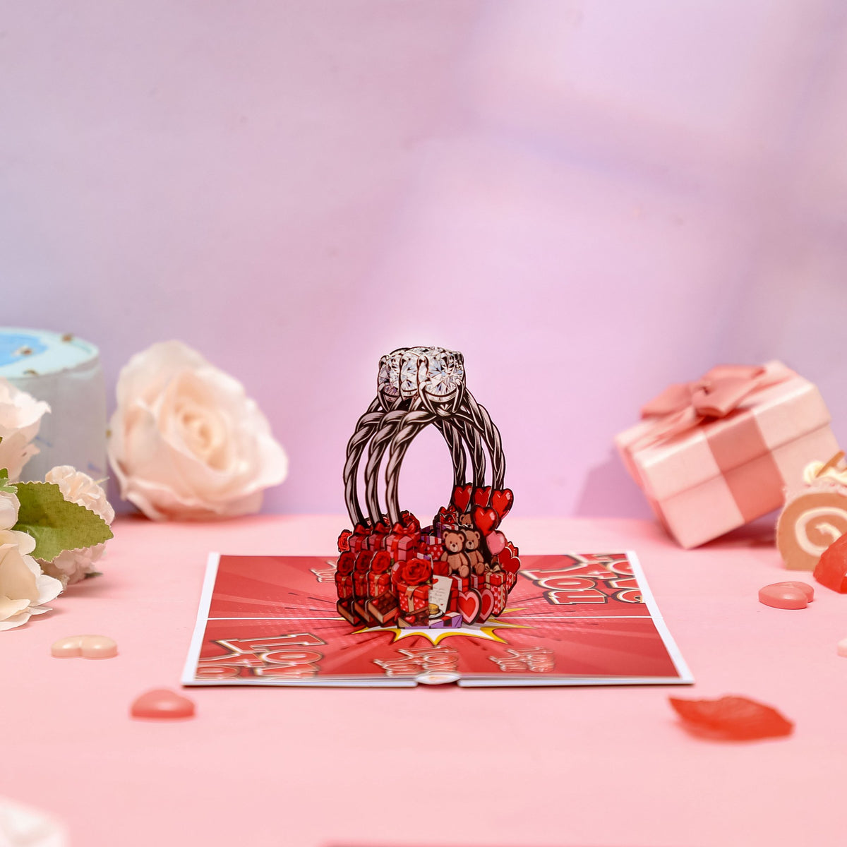 Valentine's Day Diamond Ring Gift Pop Up Card