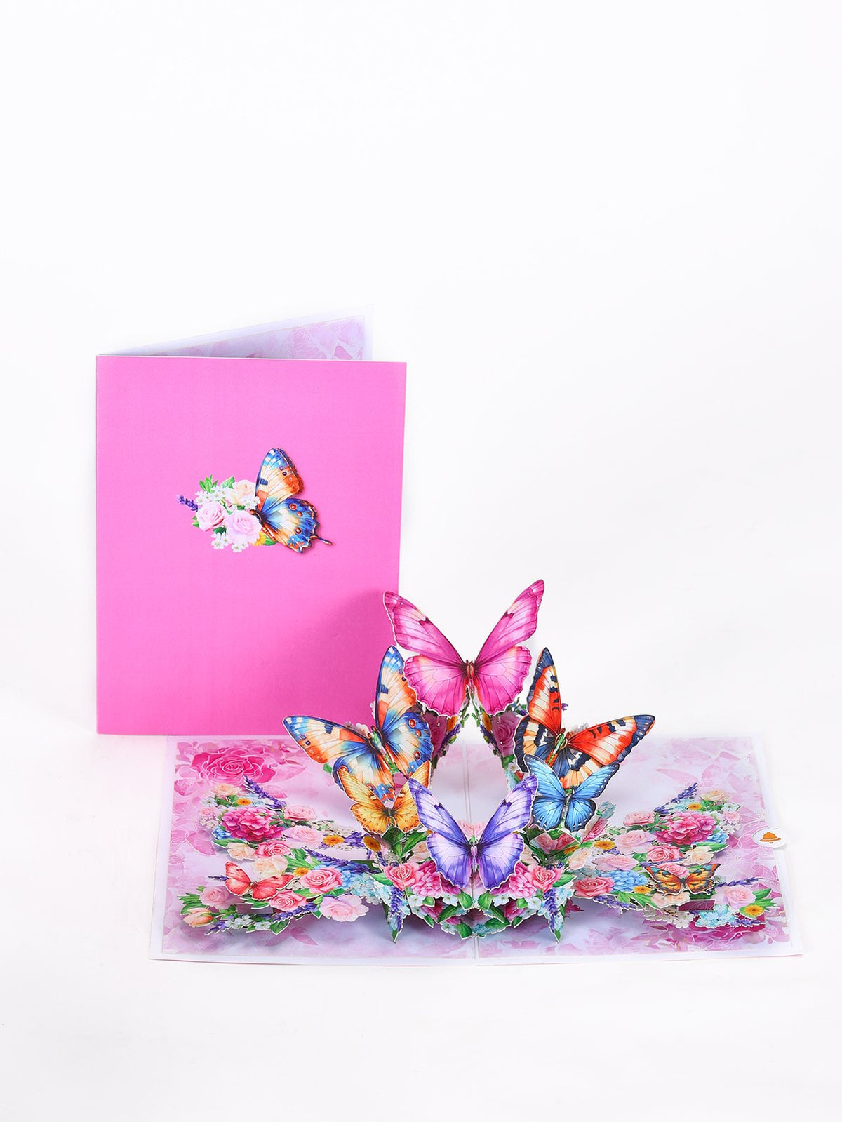 Purple Butterfly Flower Bouquet Flip Pop Up Card