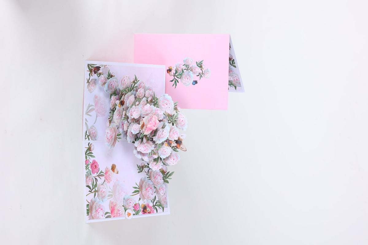 Pink Peony Floral Branch Greeting Card