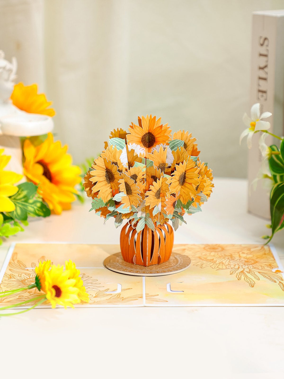 Sunflower Flower Vase 3D Pop Up Card