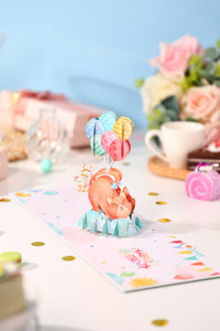 Cat Balloon Birthday 3D Pop Up Card