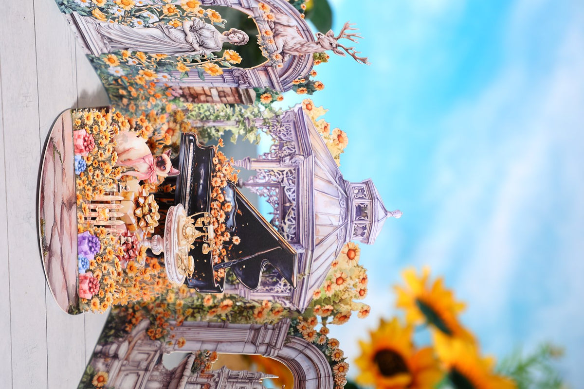 Yellow Daisy Double Door Garden 3D Pop Up Card