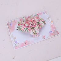 Pink Rose Flower Vase Pop Up Card
