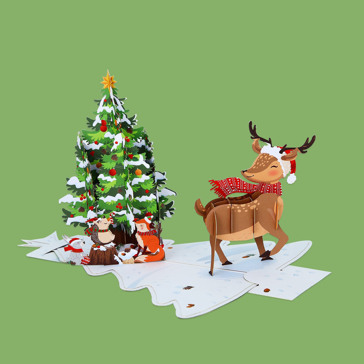 Green Christmas Tree Flip Pop Up Card