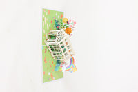 Greenhouse Cat Watering Plants 3D Pop Up Card