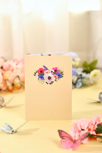 Heart Begonia Floral Wreath 3D Pop Up Card