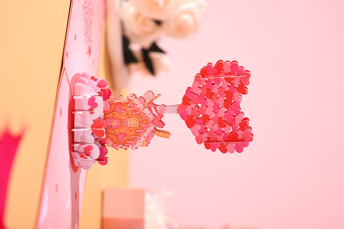 Valentine's Day Candy Flying House 3D Pop Up Card