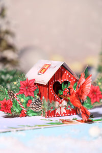 North American Peacock Bird House Christmas Greeting Card