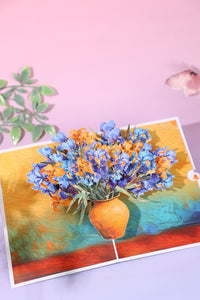 Blue Flower Bouquet Flip Pop Up Card