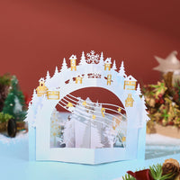 White Snowy Scene Forest Cottage 3D Pop Up Card