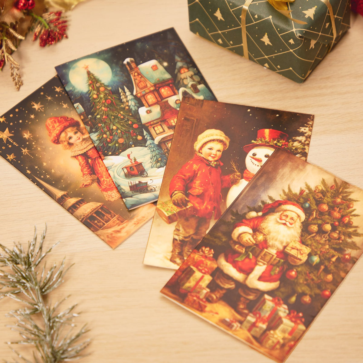 Christmas Vintage Flat Greeting Card