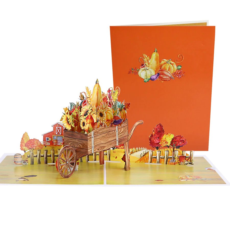 Pumpkin Wheelbarrow Halloween Greeting Card