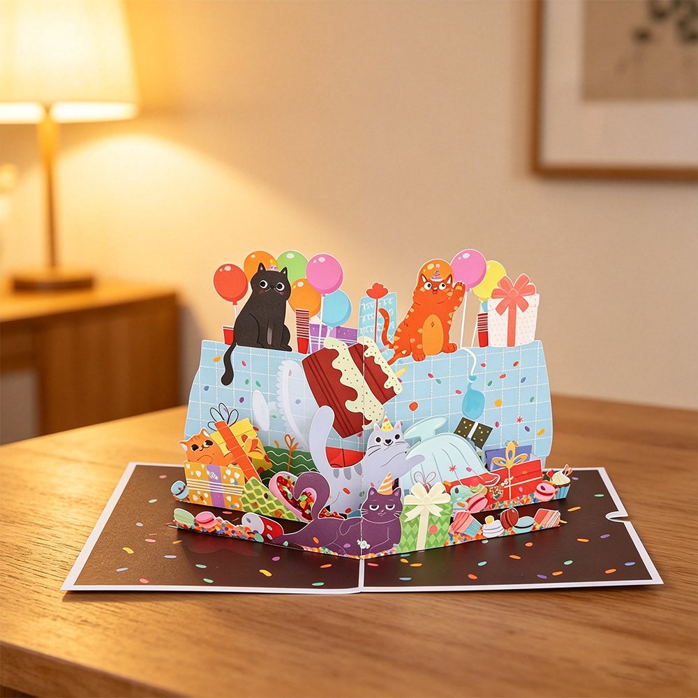Cat Birthday 3D Pop Up Card