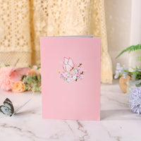 Pink Butterfly Crescent Moon 3D Pop Up Card