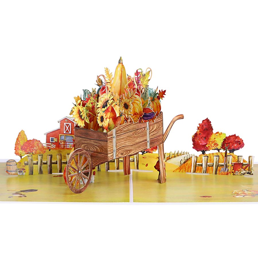 Pumpkin Wheelbarrow Halloween Greeting Card
