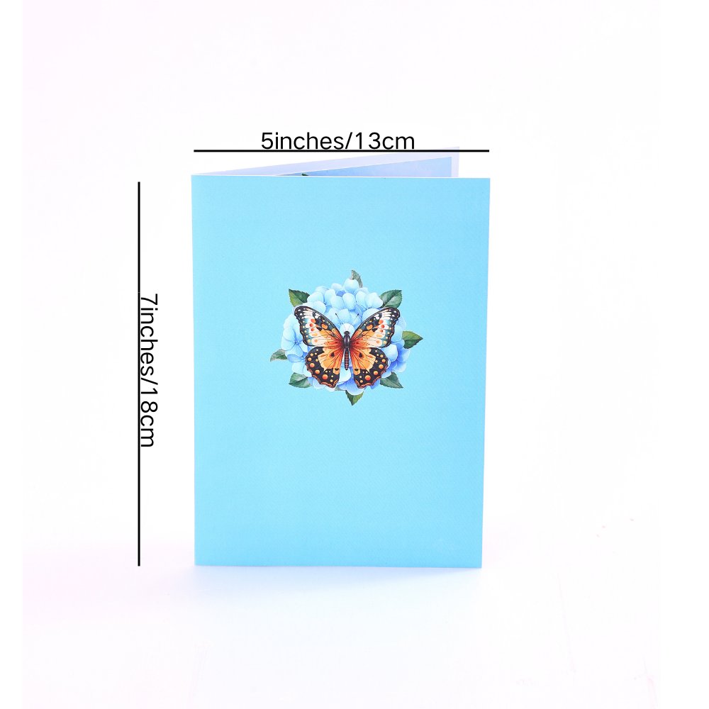 Blue Hydrangea Butterfly Greeting Card