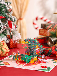 Christmas Tree Cat Crescent Moon 3D Pop Up Card