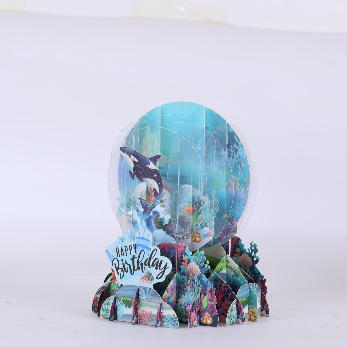 Blue Orca Under The Sea World Birthday 3D Pop Up Card