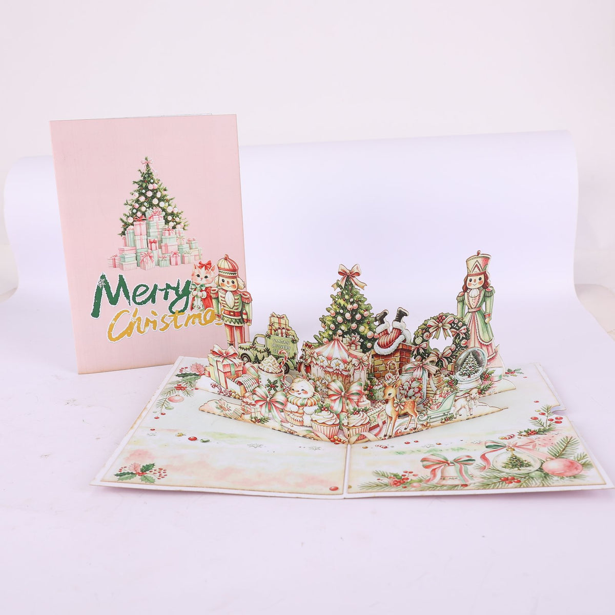 Pink Cute Christmas 3D Pop Up Card