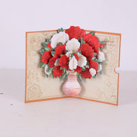 Red White Rose Fresh Flowers Flower Vase 3D Pop Up Card