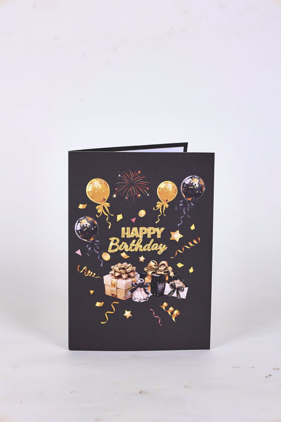 Black Gold Teddy Bear Birthday Greeting Card