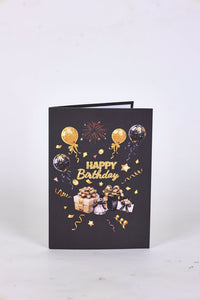 Black Gold Teddy Bear Birthday Greeting Card