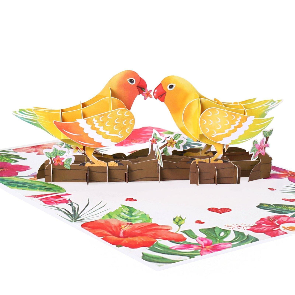 Yellow Parrot Lovebirds 3D Pop Up Card