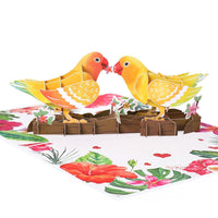 Yellow Parrot Lovebirds 3D Pop Up Card