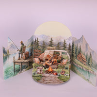 Camping Double Door 3D Pop Up Card