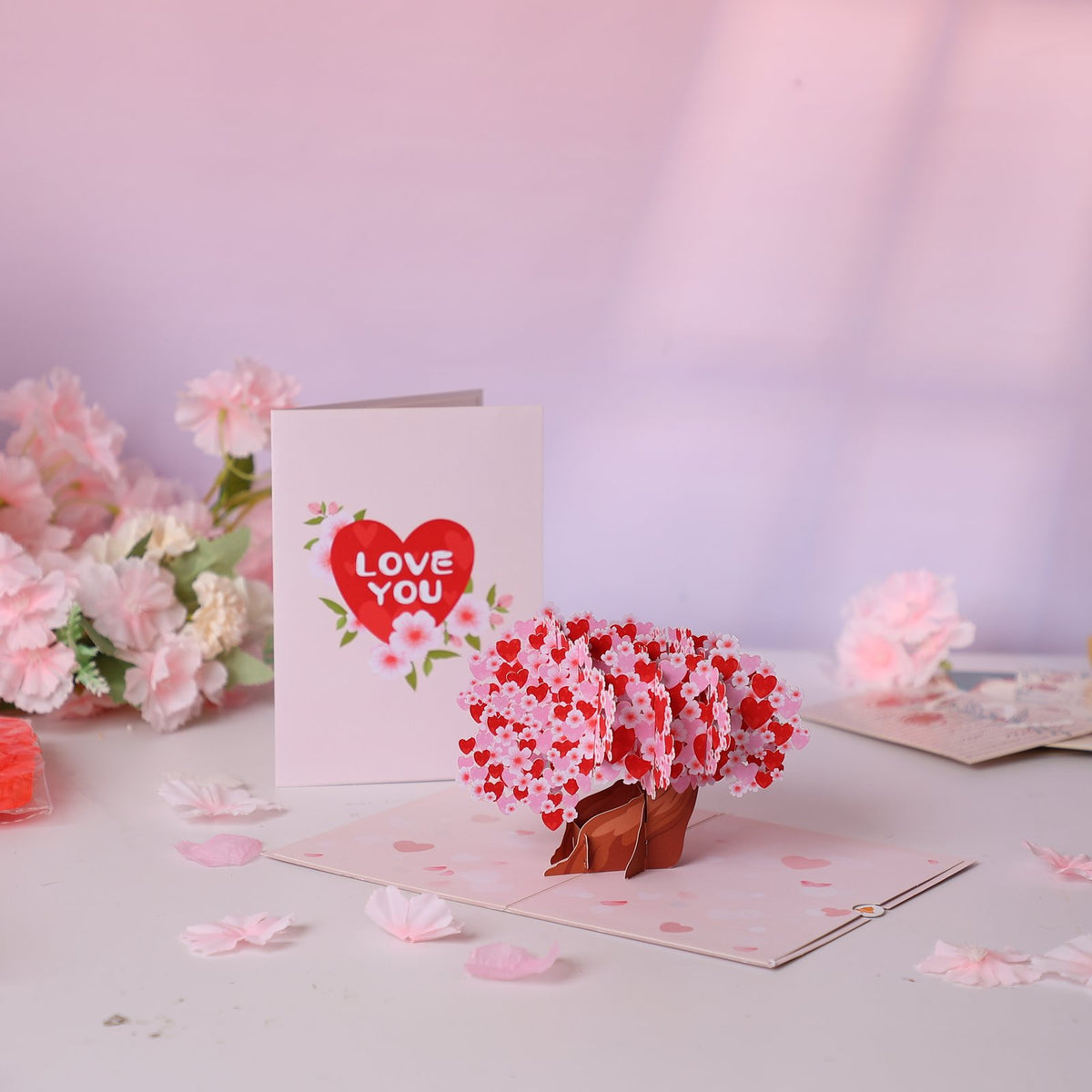 Pink Heart Tree Greeting Card