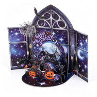 Halloween Black Cat Double Door Card