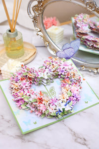 Green Lily Heart Floral Wreath Greeting Card