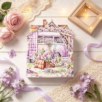 Girl Purple Camping Double Door Pop Up Card