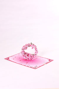 Cherry Blossom Floral Wreath Greeting Card