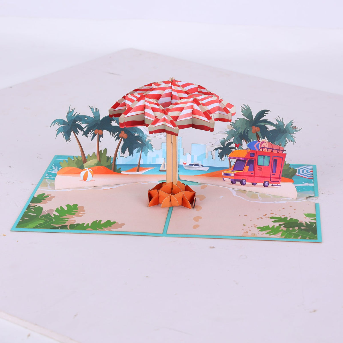 Summer Beach Party Umbrella 3D Pop Up Card