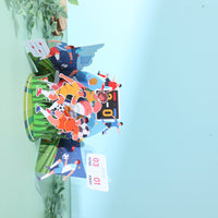 Soccer Party Double Door 3D Pop Up Card