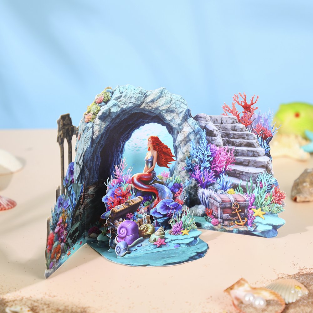 Mermaid Under The Sea World 3D Pop Up Card