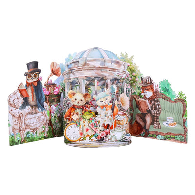 Vintage Animals Tea Double Door Pop Up Card