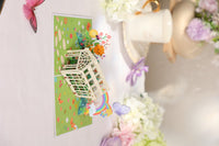 Greenhouse Cat Watering Plants 3D Pop Up Card
