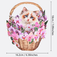 Orchid Ragdoll Cat Flower Basket Pop Up Card