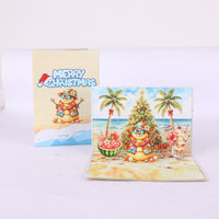 90° Christmas Snowman Beach Greeting Card