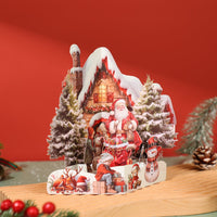 Santa Claus Snowy House 3D Pop Up Card