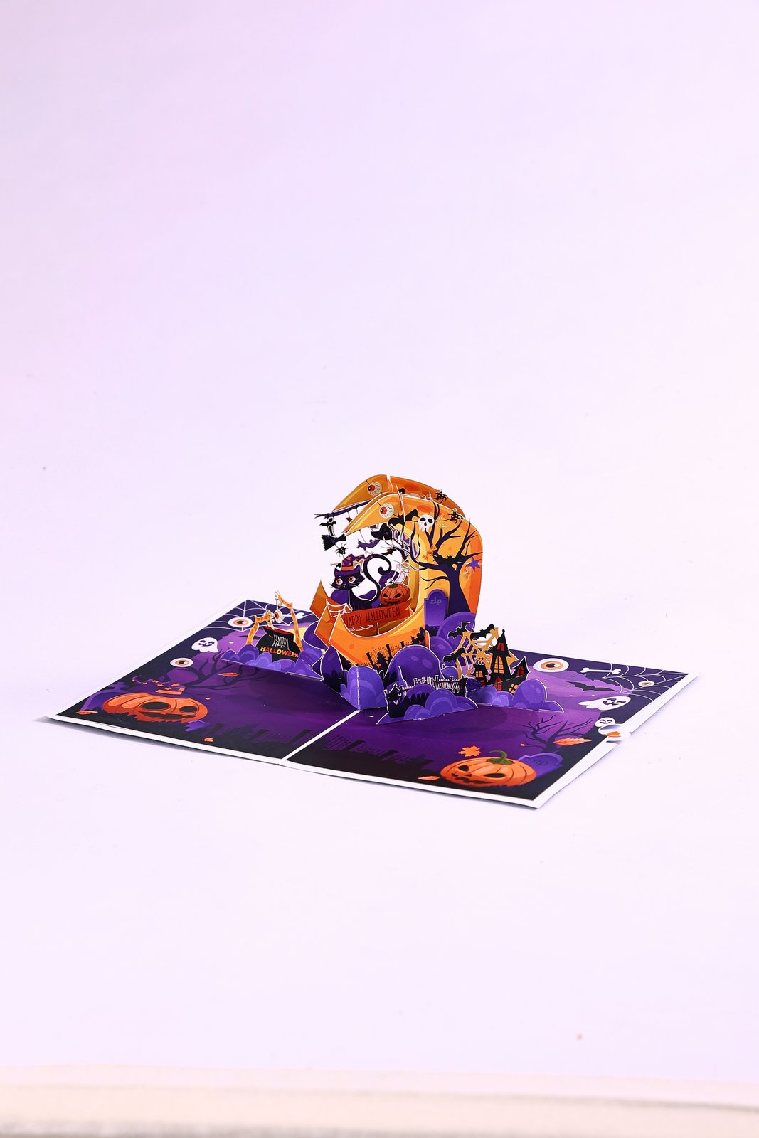 Halloween Black Cat Crescent Moon 3D Pop Up Card