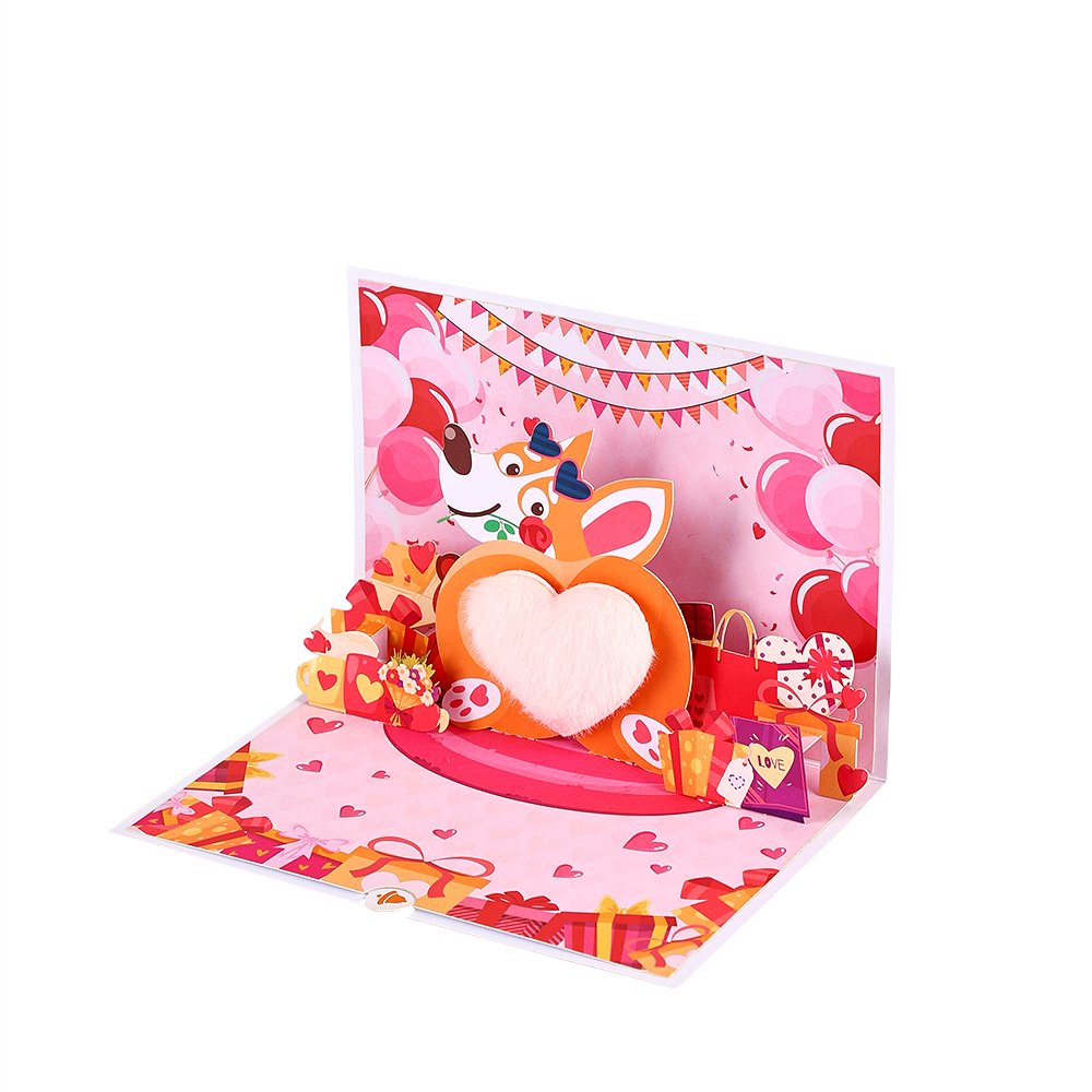 Plush Heart Dog Valentine's Day Greeting Card